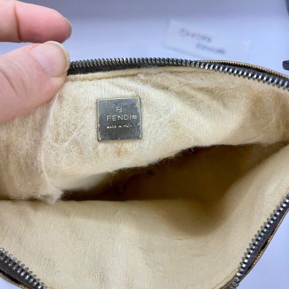 Fendi Zucca Monogram PVC Pouch Wallet Clutch Bag Cometic Toiletry F Logo Print - Picture 11 of 11